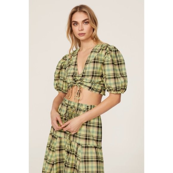 10 Crosby Derek Lam Tops - Derek Lam 10 Crosby Bella Crop Top Yellow Plaid